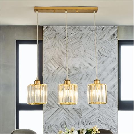 Suspensions LED, lampes de table pour îlot de cuisine, plafonniers en cristal, adaptés aux salons, salles à manger et cafés. (1/5)