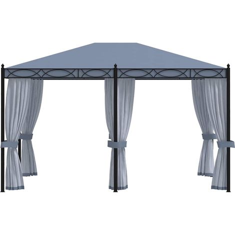 vidaXL Cenador con pantallas de malla acero gris antracita 3x4 m (1/2)