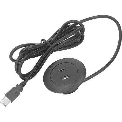 Passe-câble de charge rond intégré pour bureau, compatible avec canapés, tables, tables de chevet, établis, bureaux et maisons (entrée 5 V). (1/5)