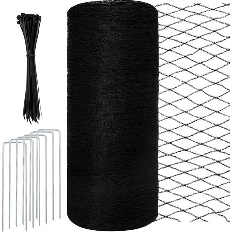 Filet Anti Oiseaux, 4 X 10m Filet Arbre Fruitier Anti Oiseaux, Filet De Jardin 100 Attaches De Câble + 6 Piquets De Sol En Forme De U, Les Arbre Fruitier, Plantes, Fruits, Etang, Piscines, Noir (1/5)