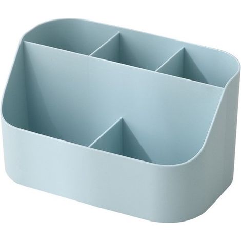 Organizer da scrivania monoblocco, bianco, portapenne multifunzionale con 5 scomparti, organizer rimovibile per cosmetici e articoli per ufficio. (1/5)