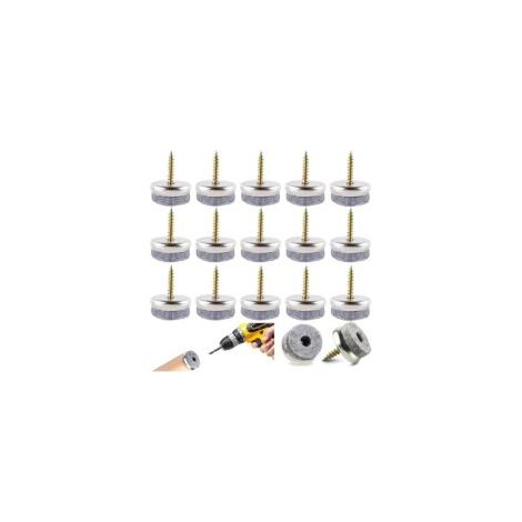 100 deslizadores para sillas, deslizadores redondos de 22 mm para muebles, deslizadores de fieltro atornillables para proteger el suelo y los muebles - Crezuo