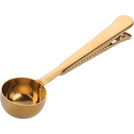 Teelöffel aus Edelstahl mit Clip, 2-in-1-Teelöffel mit langem Griff