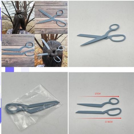 A hairpin shaped like scissors, a Halloween hair accessory - grey (injection molded).