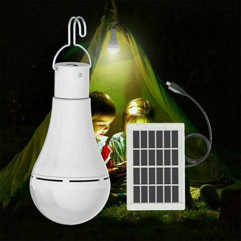 Ampoules solaires LED, lampe extérieure étanche avec télécommande et minuteur, idéale pour jardin, camping, randonnée (1/4)