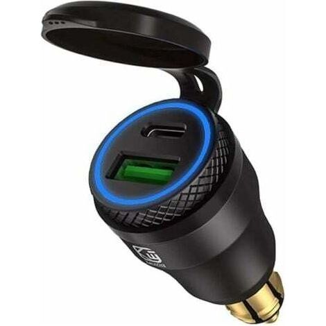 Adaptateur allume-cigare USB moto double prise USB 12V PD 3.0 et QC 3.0 (1/5)