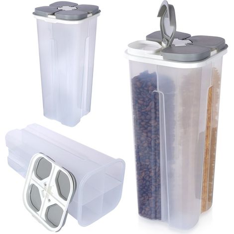 Contenedor de cocina dividido para productos sueltos, cereales y dispensador de alimentos de 3 litros. (1/5)