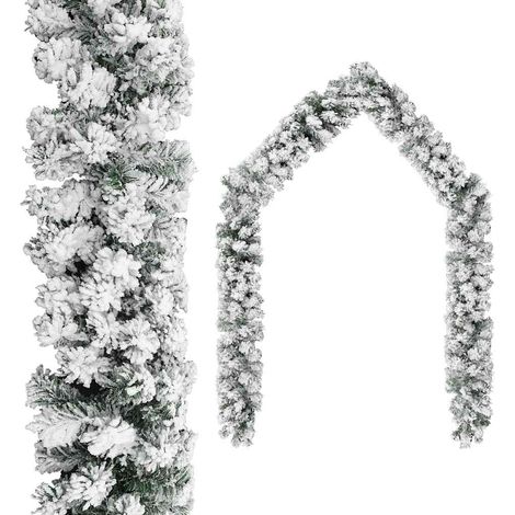 vidaXL Ghirlanda Natalizia con Neve Verde 10 m in PVC