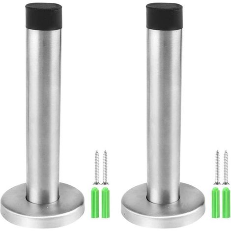 (2 Pièces) Butées de Porte Arrêt de Porte en Inox Ø49x120mm Lourd Devoir Mur Butoir de Porte avec Amortisseur de Bruit Caoutchouc - Allonger le Pare-Chocs Protéger la Poignée Meubles Porte Mur
