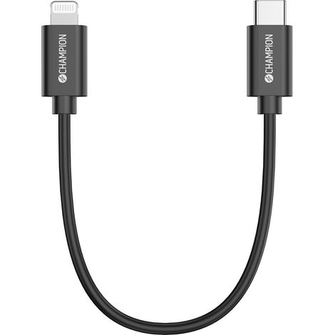 Cable usb c vers lightning 30 cm noir (1/2)