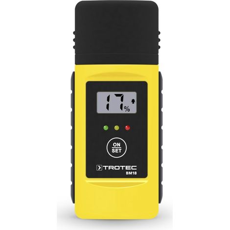 Trotec – Humidimètre BM18 – Détecteur d'humidité pour bois et matériaux de construction – Affichage température °C/°F – Électrodes remplaçables