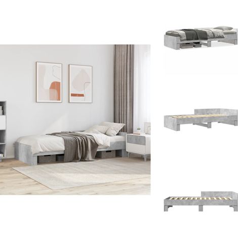 Bettgestell Betongrau 75x190 cm Holzwerkstoff - Beton Grau - Bettgestell - Holzwerkstoff - Lattenrost - Single Bett (1/5)