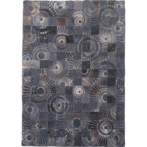 Tapis peau de vache 80x150 marron kilim fait main LUBO (1/5)