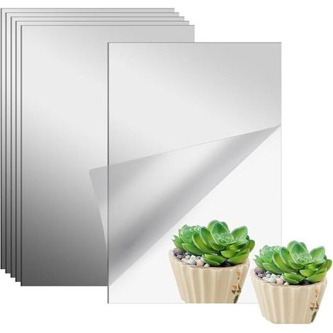 Miroir Acrylique, 6 pezzi Miroir Muraux Autocollant 10x15cm, Feuilles de Miroir Flexi, Miroir Mural Adhesif, Non en Verre Miroir Flexible, Miroir Muraux Adhésif,pour Décoration Murale à Maison