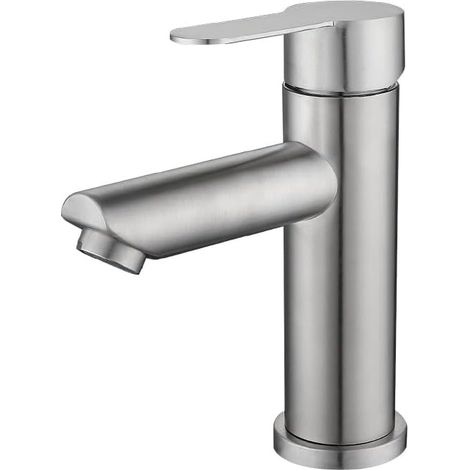 Robinet de salle de bain - alimentation en eau chaude et froide, avec flexible de 60 cm - convient pour salles de bain, lavabos, etc. - 1 pièce, gris (1/5)