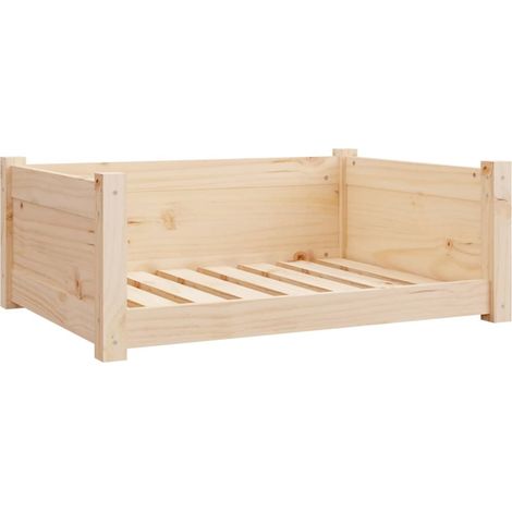 Lit pour chien panier canapé confortable 75,5 x 55,5 x 28 cm bois massif de pin marron