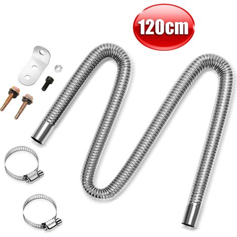 SWANEW 120CM Tubo di Scarico Dell'auto. Calibro 25 mm in Acciaio Inox Tubo di Scappamento. Tubo Gasolio con 2 Fascette di Scarico Usato per Generatore di Auto. Silenziatore. Riscaldatore Diesel (1/5)