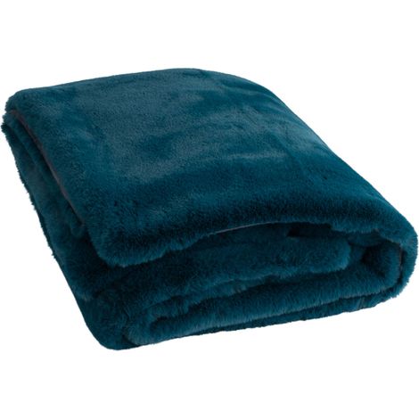 Plaid 180x130 cm bleu pétrole - LOYD