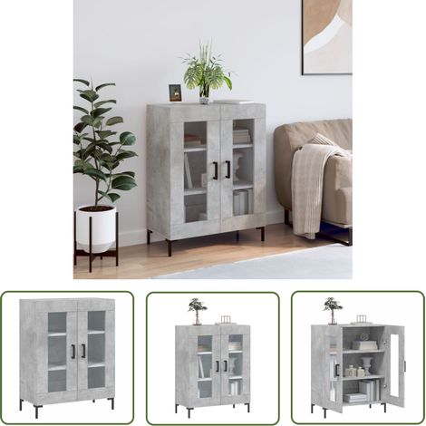 Meuble de rangement - vidaXL Buffet gris béton 69,5x34x90 cm bois d'ingénierie - Buffet avec pieds en fer (1/5)