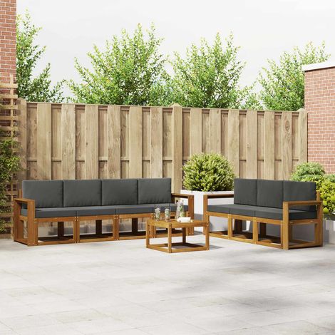 Outdoor-Sofagarnitur mit Kissen 8 pcs Natur und Anthrazit