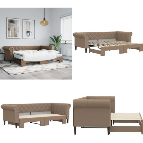 Lit de jour avec lit gigogne cappuccino 90x200 cm similicuir - Canapé Convertible - Lit Deux Places - Lit Tiroir - Meuble Multifonctionnel - Mobilier Contemporain - Home & Living (1/5)