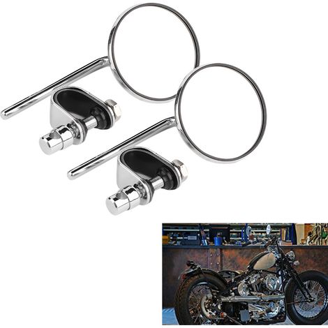 Runder Retro-Motorradrückspiegel, silberreflektierender Rückspiegel, Lenkerspiegel, klassischer Vintage-Stil, universelles Motorradteil (1/5)