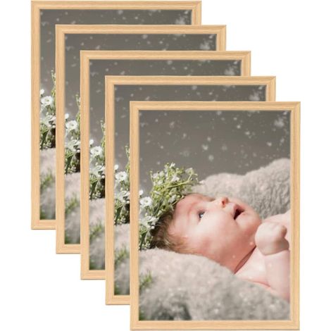 Collage de cadres photo 5 pcs de table Chêne clair 13x18 cm vidaXL