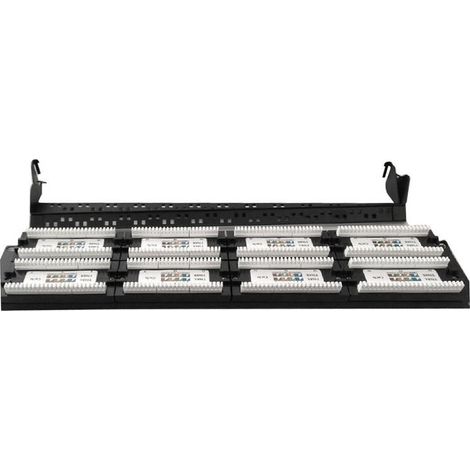 Panel de conexiones de 19" con 48 puertos Cat. 6 y función de gestión de cables, negro