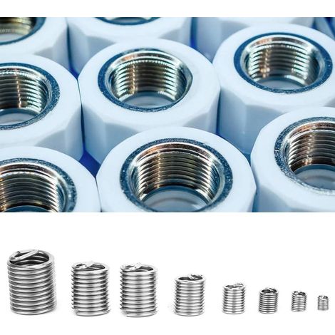 Kit 200 pièces inserts filetés en acier inoxydable 304, douilles à filetage intérieur M3 à M12, assortiment pour réparation et vissage (1/5)