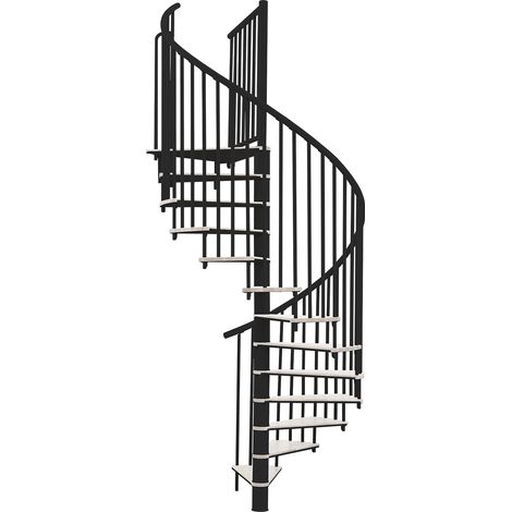 Minka Spindeltreppe Switch 36 - 295cm Geschosshöhe Weiß Schwarz 160cm Durchmesser