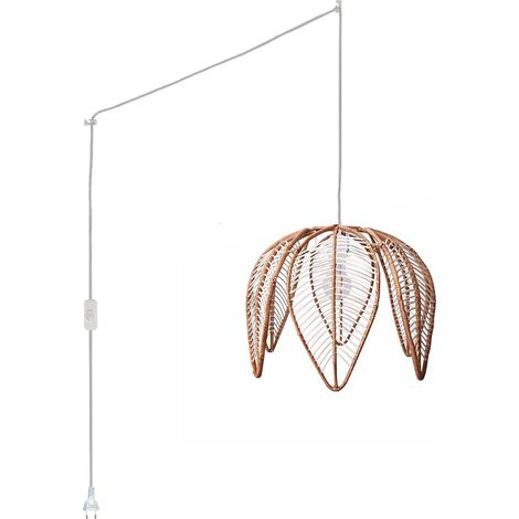 Pendelleuchte aus Rattan „Bintan“ mit Schalter und Stecker