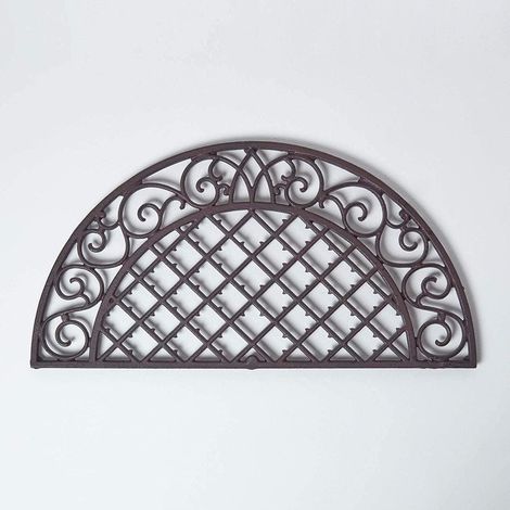 HOMESCAPES Braune Jugendstil Türmatte Gusseisen halbrund
