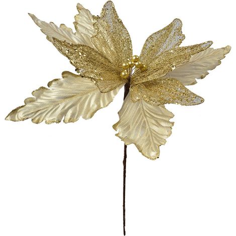 Plante artificielle Étoile de Noël Poinsettia Décoration de Noël Dorée 45 x 57 cm - PANGIVO
