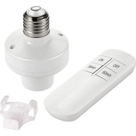 Lampe à télécommande sans fil E27 – Interrupteur RF avec minuterie 30/60min – Portée jusqu'à 100 pieds – Compatible ampoules LED et incandescentes (1/5)