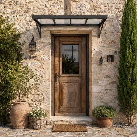 Marquise de Porte / Auvent Aluminium 140x92.3cm Anthracite Made in France ORIAL (1/5)