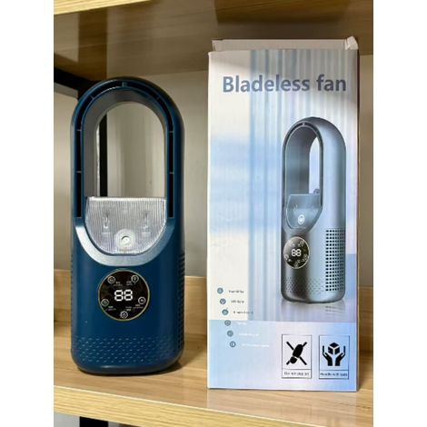Climatiseur portable, ventilateur de refroidissement à moteur sans balais USB, 6 vitesses, éclairage RGB (bleu foncé)