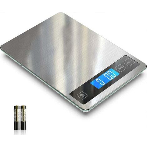 22-pound electronic kitchen scale, suitable for cooking and baking, with precise 1 gram/0.1 ounce graduations (silver gray). (1/4)