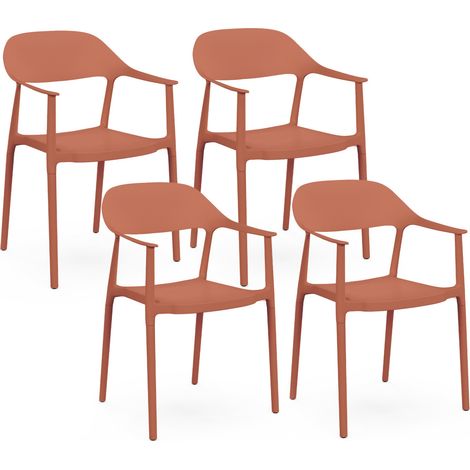Set di 4 sedie da giardino impilabili in polipropilene color terracotta SUZON (1/5)