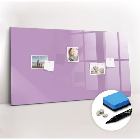 Tableau magnétique, panneau d’affichage, pense-bête, impression sur Verre – 120 cm x 60 cm - Lilas (1/5)