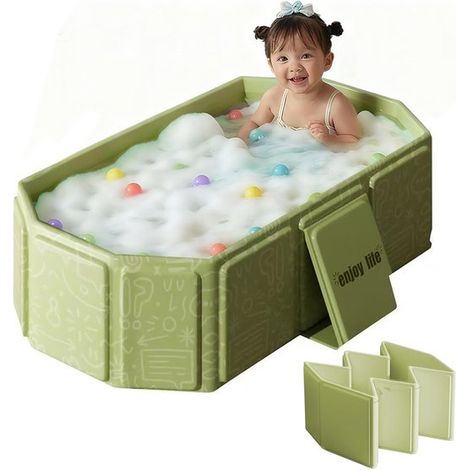 Vaschetta per bambini - Vaschetta portatile per neonati - Vaschetta pieghevole - Comoda da portare in viaggio e da usare sotto la doccia - Facile da pulire - Robusta e spessa - Adatta a bambini da 1 a (1/5)
