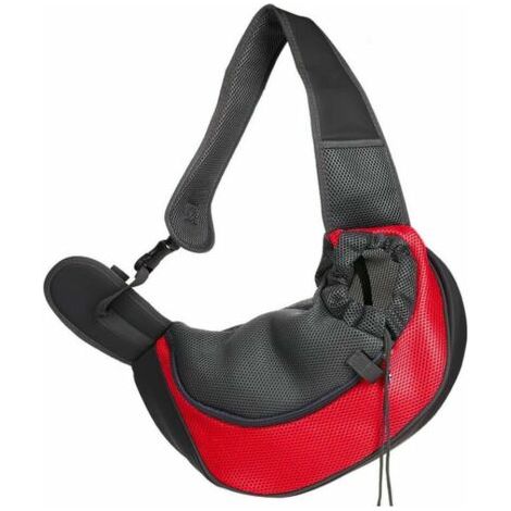 Pet Portable Poitrine Respirant Sortant Une épaule Diagonale Sac-Rouge (Large) (1/5)