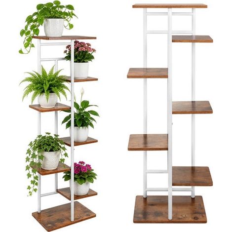 Soporte metálico para plantas de 7 niveles, estilo loft, 120 cm (1/5)