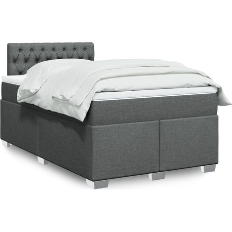 Boxspringbett mit Matratze Dunkelgrau 120x200 cm Stoff
