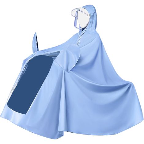 Cape de pluie longue réutilisable pour vélo électrique, imperméable intégral, housse rétroviseur 4X, bleu (1/5)