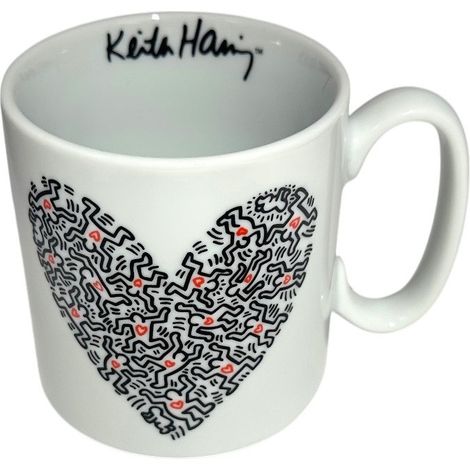 Egan Mug Keith Haring porcellana Bianco cuore nero