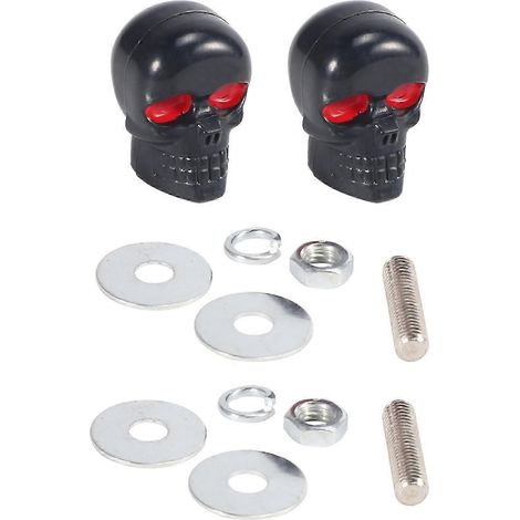 paire de vis de fixation noires de qualité pour plaque d'immatriculation de moto en forme de crâne (1/5)