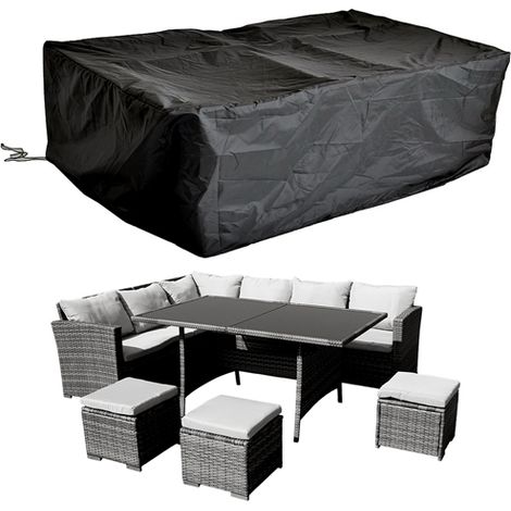 Schutzhülle Abdeckplane Plane Rattan Gartenmöbel Wetterschutz Lounge Garnitur 262x192x70