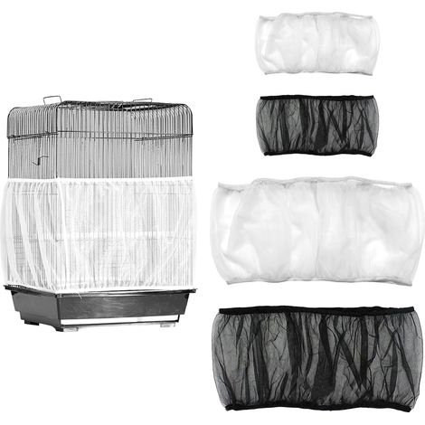 4 Pièces Couverture De Cage à Oiseaux,2 Tailles Couvertures de Cage à Oiseaux,Noir Blanc Filet Cages Oiseaux Housse De Protection en Maille pour Perroquets Aras Cages Rondes et Carrées (1/5)