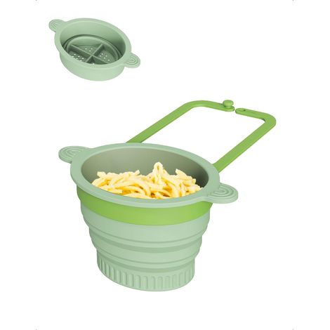 Passoire Cuisine Pliable Silicone, Passoire Pliable à Suspendre, Compact Panier Evier avec Lanière Réglable, Panier à Suspendre Évier Robinet pour Égoutter, Nettoyer Fruit Légume, Vert (1/5)