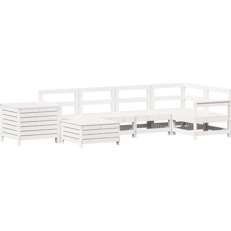 Maison Exclusive - Set Divani da Giardino 7 pz Bianco in Legno Massello di Pino